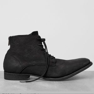 AllSaints Mens Leather Snare Black Boots Sz 45EU
